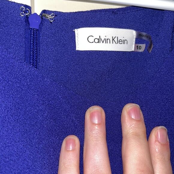 Women’s Calvin Klein royal blue formal mini dress with rouching and lace detail - Picture 5 of 7